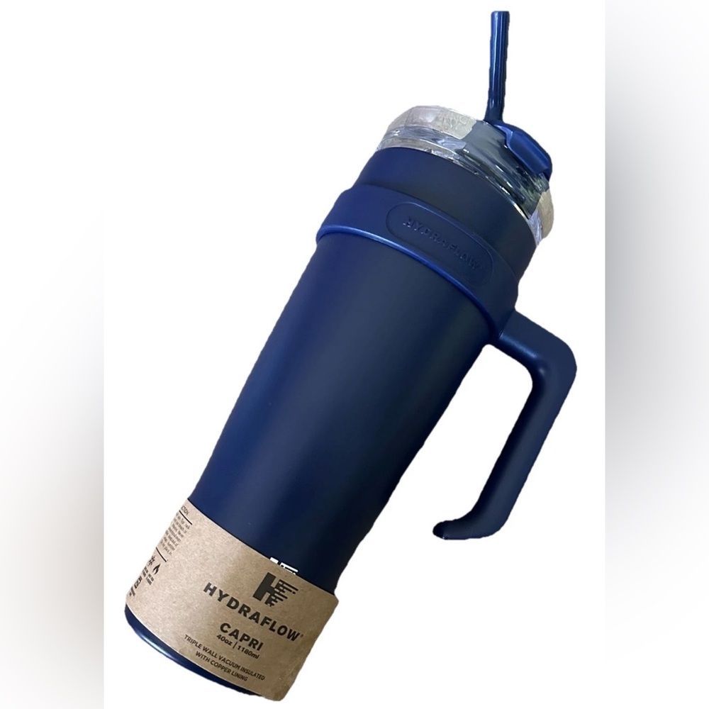 New Hydraflow Capri 40oz Triple Wall Vacuum Insulated W/ Copper Lining Navy Blue